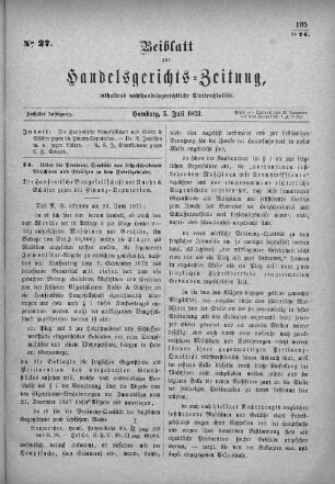 No. 27. 5. Juli 1873