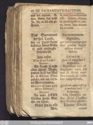 Das Sacrament der heil. Tauffe, wie ein Haus-Vater dasselbige seinem GEsinde aufs einfältigste fürhalten soll.