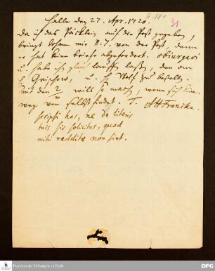 Brief von August Hermann Francke an Heinrich Julius Elers.