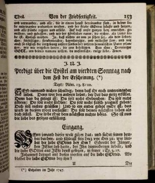 Predigt über die Epistel am vierdten Sonntag nach dem Fest der Erscheinung.