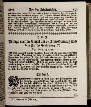 Predigt über die Epistel am vierdten Sonntag nach dem Fest der Erscheinung.