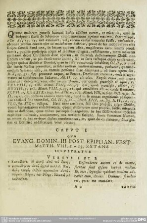 Caput I Quo Evang. Domin. III Post Epiphan. Fest Matth. VIII, 1-13, Extans Illustratur