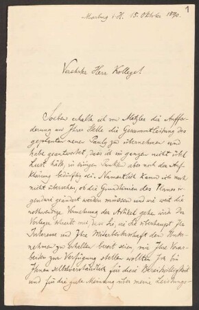 Otto Crusius (1857-1918), Nachlass: Briefe und Karten von Georg Wissowa an Otto Crusius - BSB Crusiusiana I. Wissowa, Georg