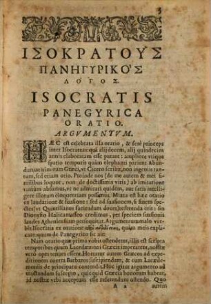 Isokratus Panegyrikos Logos : [cum interpretatione interlineari Latina] = Isocratis Panegyrica Oratio