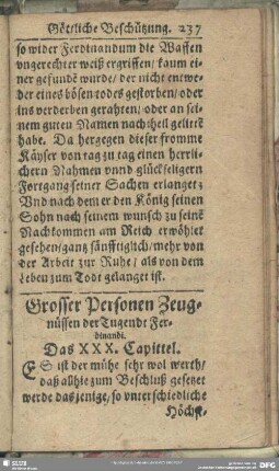 Grosser Personen Zeugnüssen der Tugendt Ferdinandi. Das XXX. Capittel