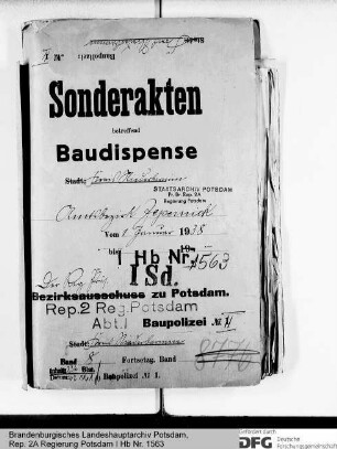 Baudispense im Amtsbezirk Zepernick, Kr. Niederbarnim