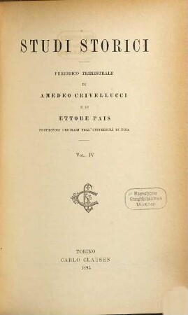 Studi storici. 4. 1895