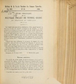Bulletin de la Société Vaudoise des Sciences Naturelles. 19, 19 = No. 89. 1883