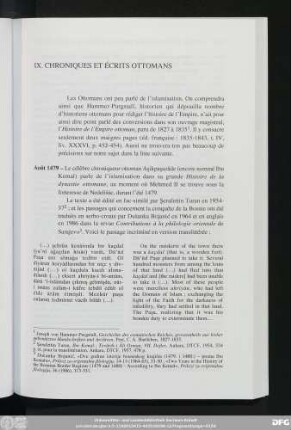 IX. Chroniques Et Écrits Ottomans