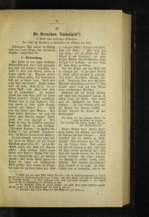 ¬Die¬ Kreuzschau, Lehrbeispiel : (I. Klasse einer dreiklassigen Volksschule)