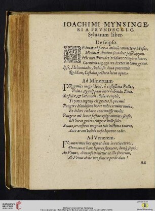 Ioachimi Mynsingeri a Frvndeck I.C., Syluarum liber