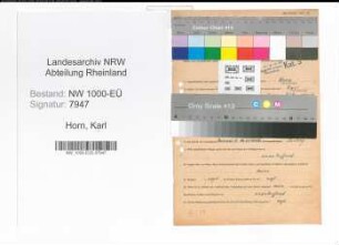 Entnazifizierung Karl Horn, geb. 07.03.1913 (Bauunternehmer)