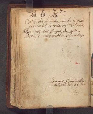 Johannes Sauerzapf, Bologna, 1577-01-24: Reimspruch (ital.), Reimspruch (dt.), Us.