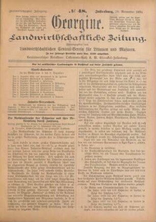 Zweiundsechzigster Jahrgang. No. 48. Insterburg, 29. November 1894.