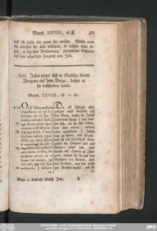 XIII. Jesus zeiget sich in Galiläa seinen Jüngern auf dem Berge, dahin er sie beschieden hatte.