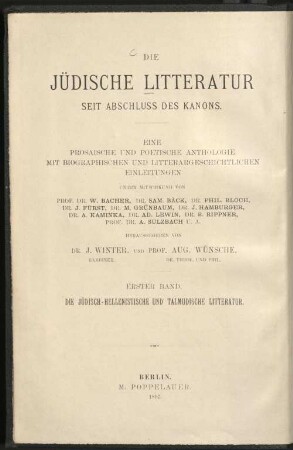 Geschichte der jüdisch-hellenistischen und talmudischen Litteratur
