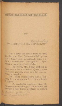 VII - Da indústria da repressão