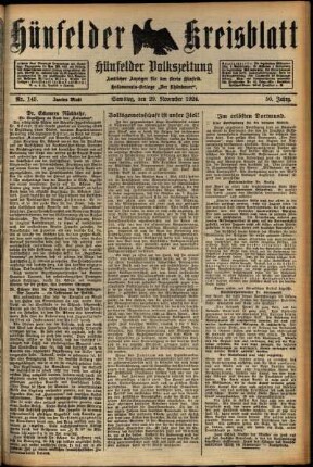 Zweite Ausgabe vom Samstag, den 29. November 1924.