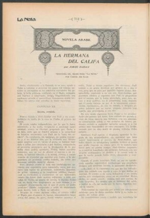La hermana del califa : Novela árabe