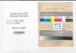 Entnazifizierung Rudolf Buente , geb. 03.08.1900 (Lehrer)