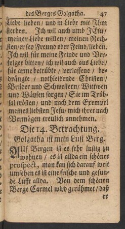 Die 14. Betrachtung. Golgatha ist mein Lust Berg.