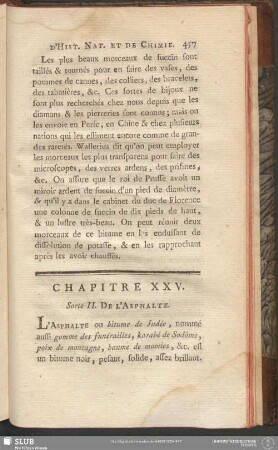 Chapitre XXV. Sorte II. De L'Asphalte