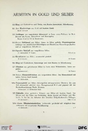 Arbeiten in Gold und Silber (Nr. 320-378)