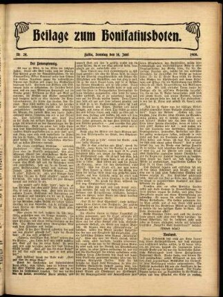 Zweite Ausgabe vom Sonntag, den 14. Juni 1908.