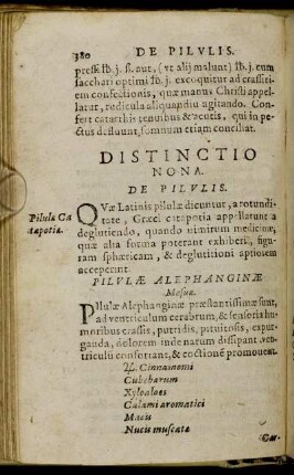 Distinctio Nona. De Pilulis.