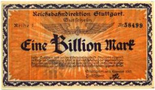 Geldschein, 1 Billion Mark, 5.11.1923