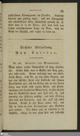 Sechste Abtheilung. Von Entrées