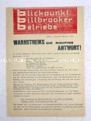Extrablatt Zeitung der DKP für die Metallbetriebe in Hamburg-Billbrook zum Kampf um Lohnerhöhungen