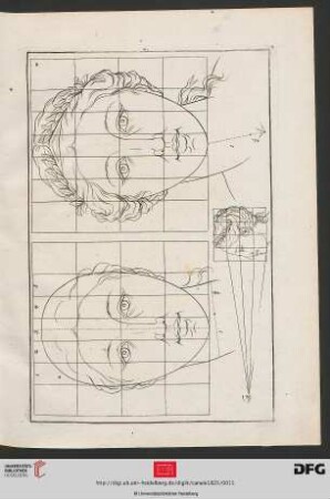 Taf. 3 [Weiblicher Kopf (Proportionen, Raster; Kontur)]