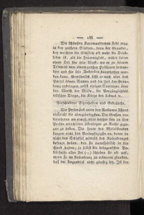 Verschiedene Eigenheiten und Gebräuche.
