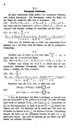 § 3. Erzeugende Funktionen.