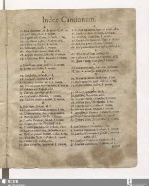 Index Cantionum