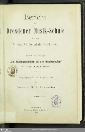 5/6.1894/96: Bericht der Dresdener Musik-Schule : über das ... Schuljahr ...