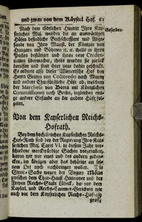 Von dem Kayserlichen Reichs-Hofrath.
