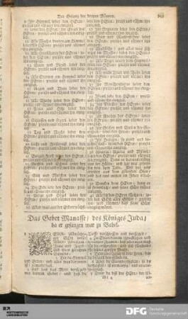 Das Gebet Manasse / des Königes Juda / da er gefangen war zu Babel.