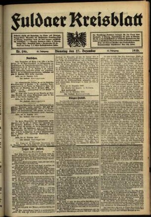 Ausgabe vom Dienstag, den 27. Dezember 1910.