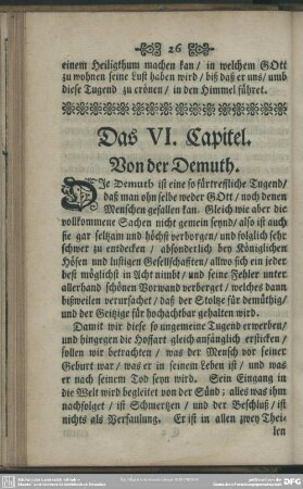 Das VI. Capitel. Von der Demuth