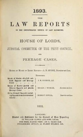 The law reports. Appeal cases. 1893