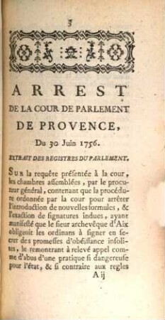 Arrest De La Cour De Parlement De Provence, Du 30 juin 1756