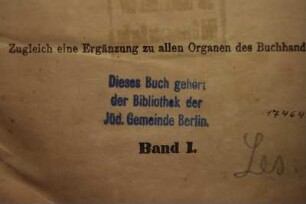 Jüdische Gemeinde zu Berlin. Bibliothek / Stempel