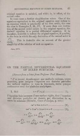 On the partial differential equation of ruled surfaces.
