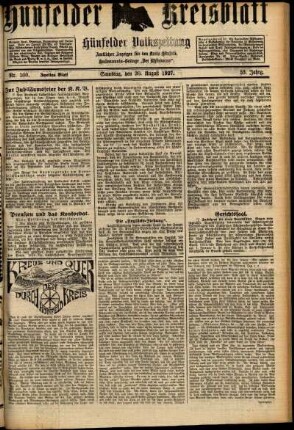 Zweite Ausgabe vom Samstag, den 20. August 1927.