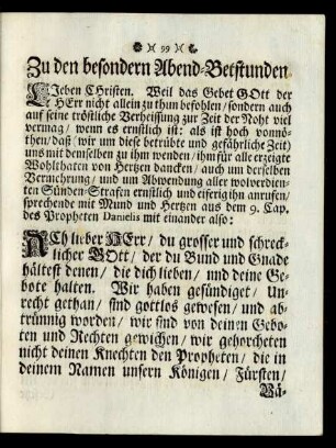Zu den besondern Abend-Betstunden.