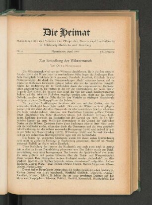 Zur Besiedlung der Wilstermarsch
