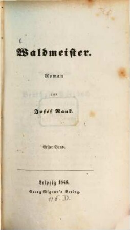 Waldmeister : Roman von Josef Rank, 1
