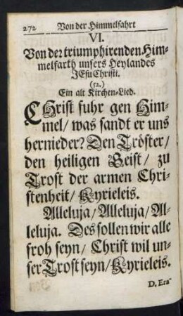 VI. Von der triumphirenden Himmelfarth unsers Heylandes Jesu Christi.